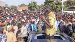 President William Ruto speaking at a political rally.